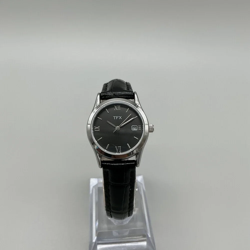 TFX by Bulova 38B107 Womens Watch 26mm Black Dial Leather Date Quartz